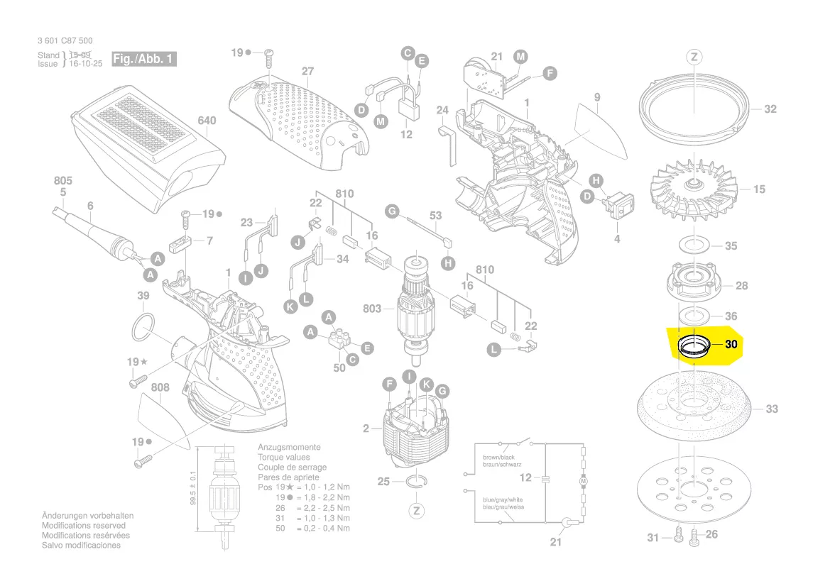 Couvercle plateau ponçage réf. 2 609 100 633 BOSCH